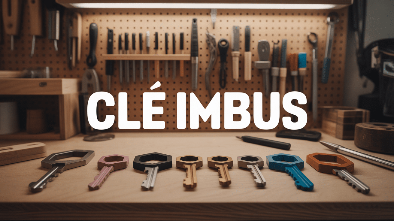 Clé imbus sur établi bois