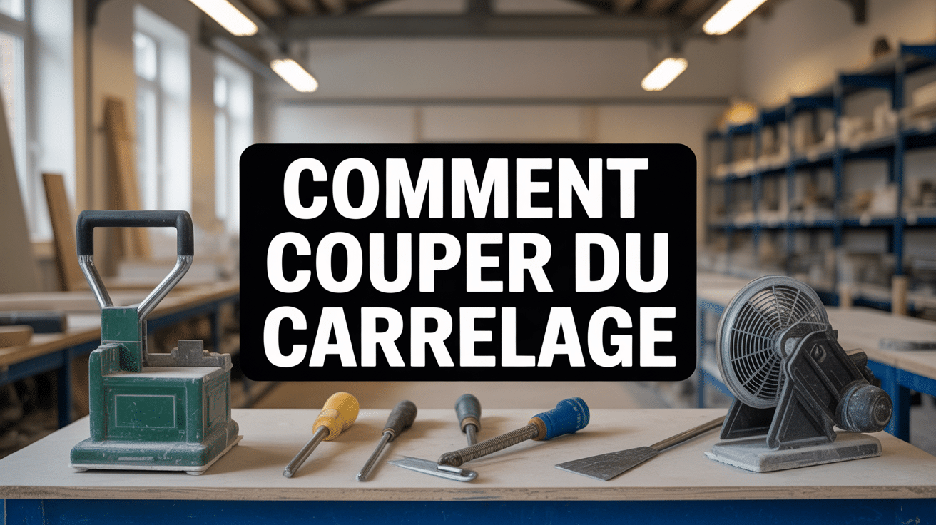 Vue d'ensemble atelier avec outils carrelage