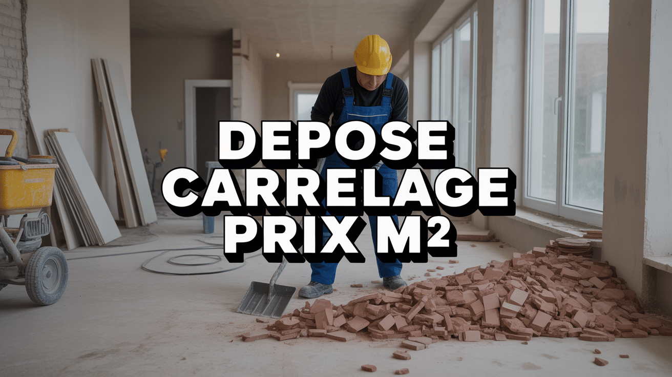 Ouvrier retirant carrelage sol avec marteau-piqueur