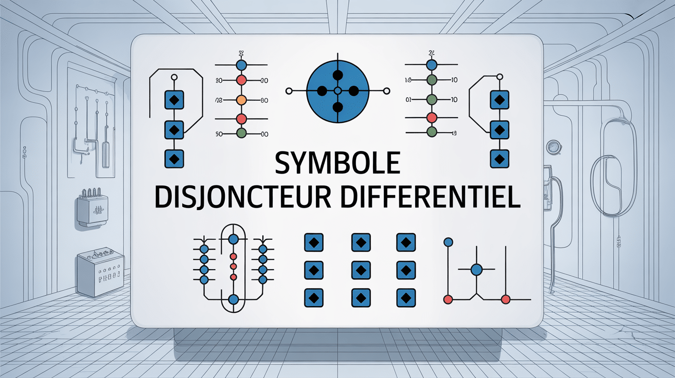 Symbole disjoncteur différentiel dans un tableau électrique