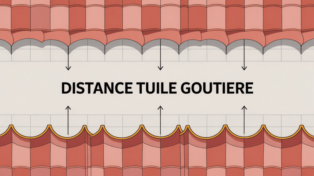 Schéma distance entre tuiles et gouttière vue coupe