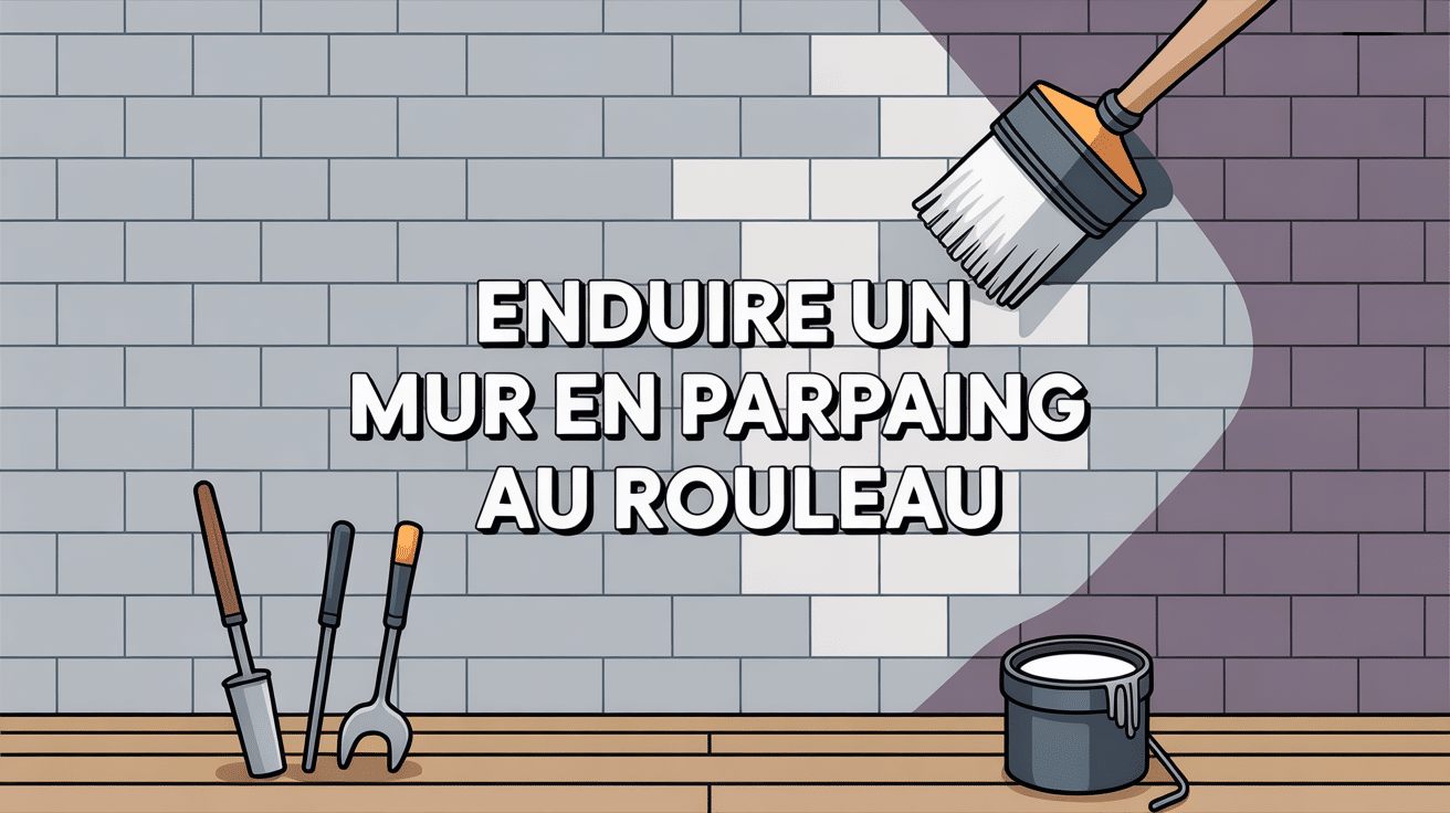 illustration enduire un mur en parpaing au rouleau avec outils