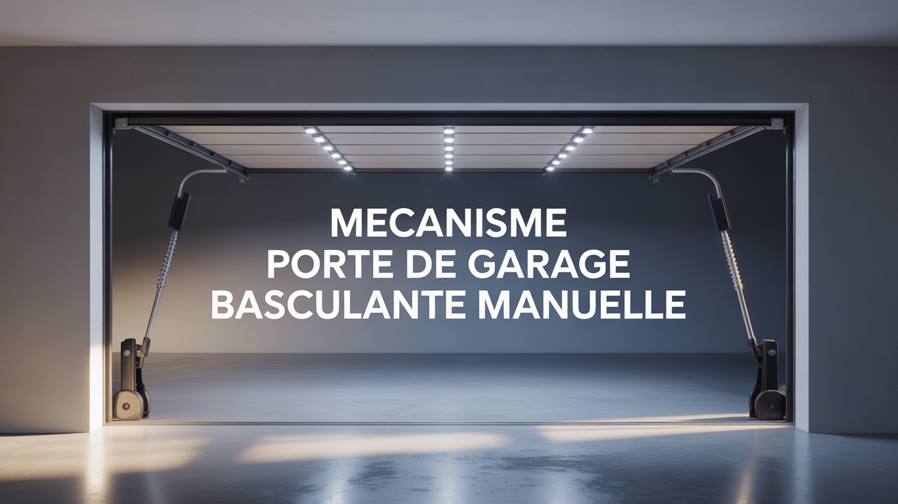 Mecanisme porte de garage basculante manuelle vue ressorts bras