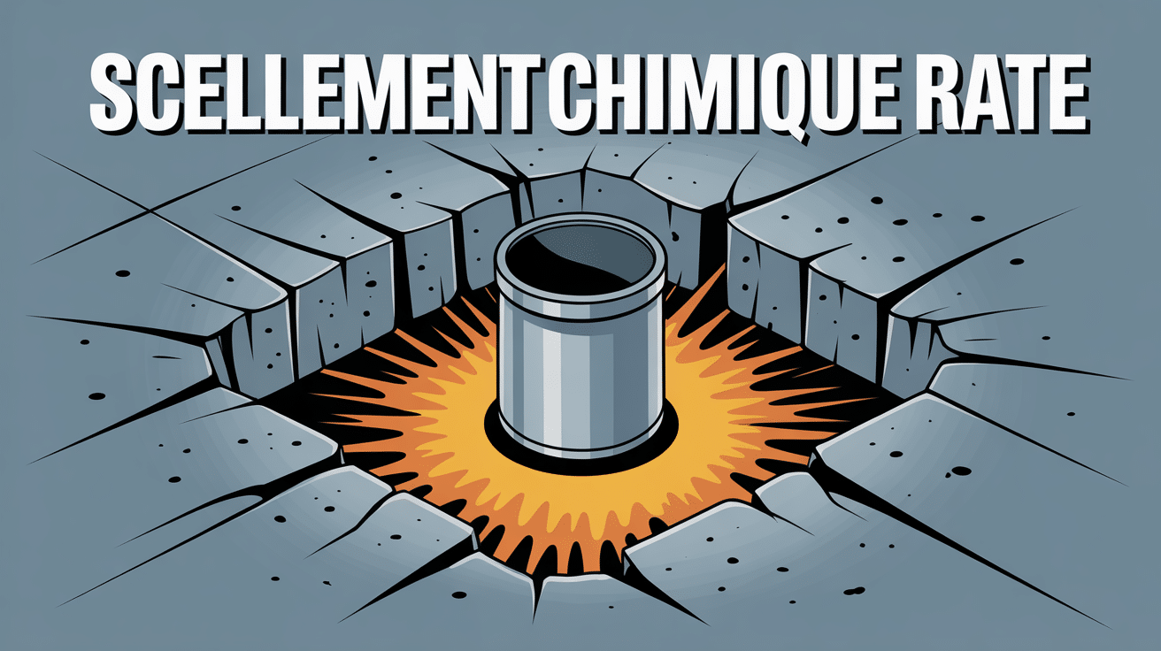 Scellement chimique raté sur béton avec résine effritée